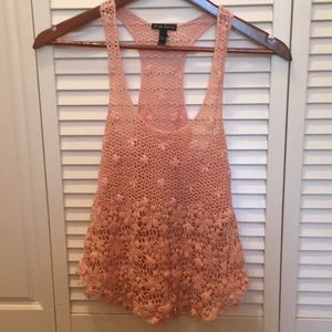 Pink floral knit top